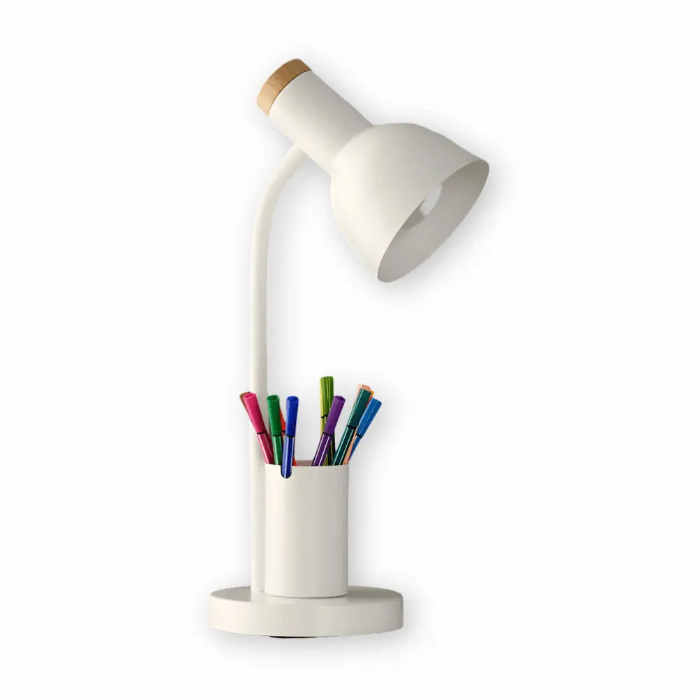 Schreibtischlampe mit Stifthalter | Verstellbare Tischleuchte mit 3 Lichtfarben und E27-Fassung