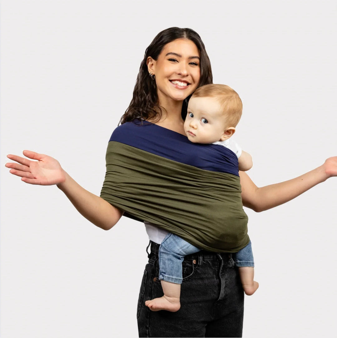 Porte-bébé en coton bio | Mains libres, doux &amp; respirant | Sans boucles, flexible pour plusieurs positions de portage