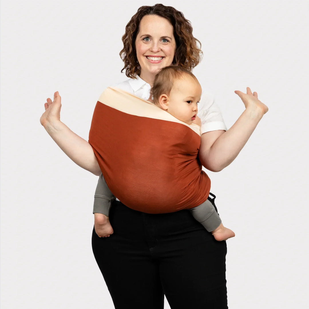 Porte-bébé en coton bio | Mains libres, doux &amp; respirant | Sans boucles, flexible pour plusieurs positions de portage