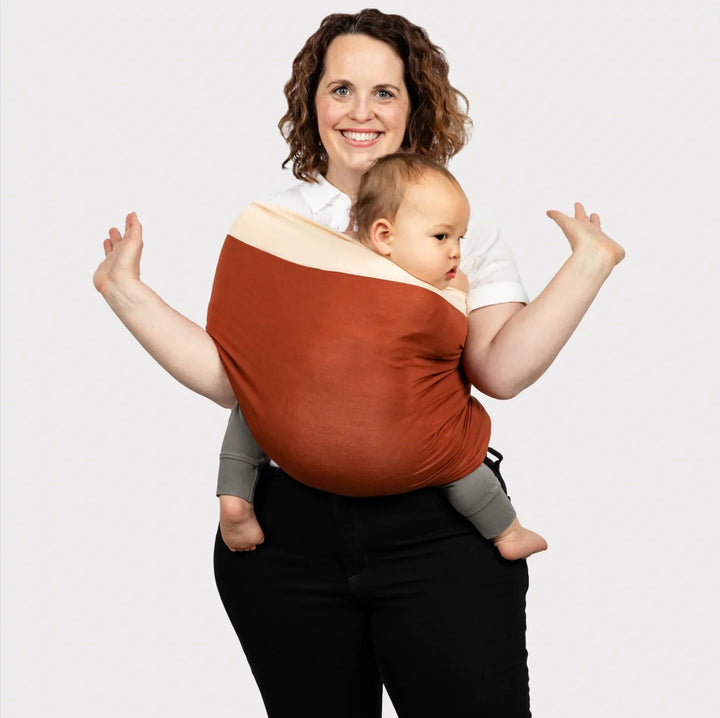 Porte-bébé en coton bio | Mains libres, doux &amp; respirant | Sans boucles, flexible pour plusieurs positions de portage