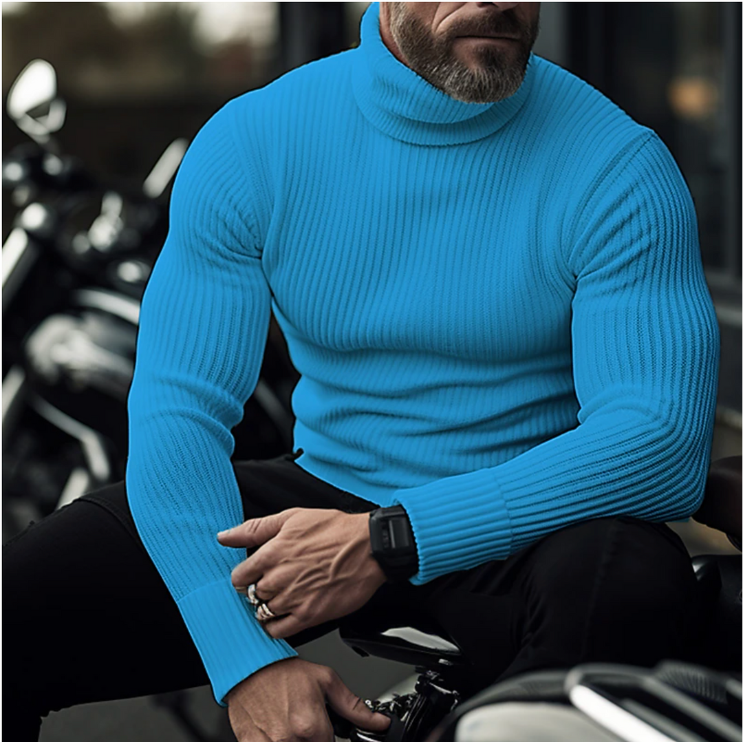 Herren Rollkragenpullover aus Baumwoll-Wollmix | Schmale Passform mit elastischen Bündchen für Büro, Freizeit und Winter