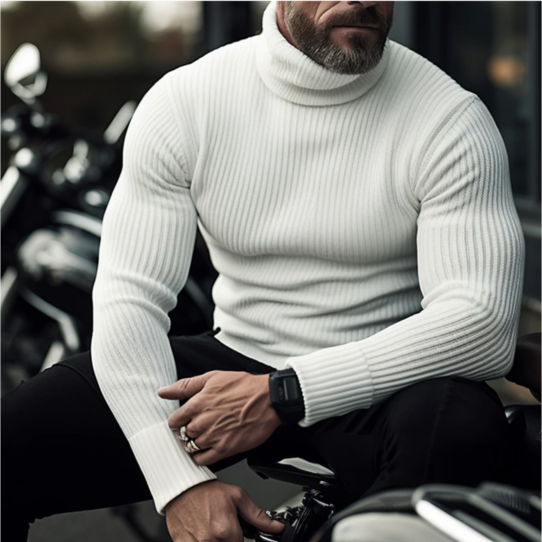 Herren Rollkragenpullover aus Baumwoll-Wollmix | Schmale Passform mit elastischen Bündchen für Büro, Freizeit und Winter