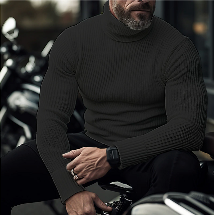 Herren Rollkragenpullover aus Baumwoll-Wollmix | Schmale Passform mit elastischen Bündchen für Büro, Freizeit und Winter