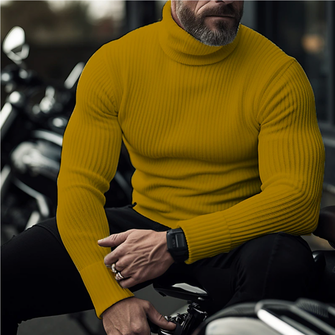 Herren Rollkragenpullover aus Baumwoll-Wollmix | Schmale Passform mit elastischen Bündchen für Büro, Freizeit und Winter