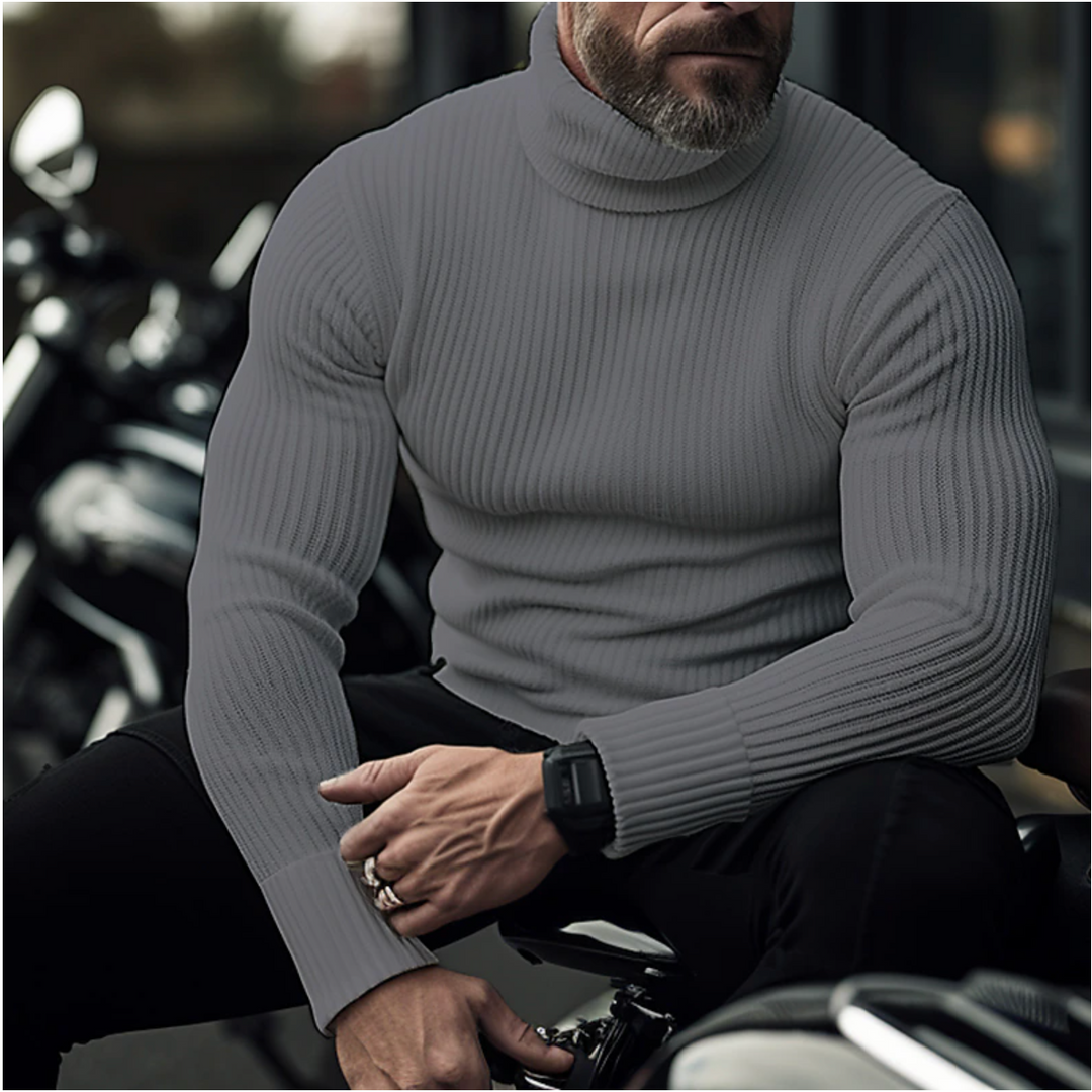 Herren Rollkragenpullover aus Baumwoll-Wollmix | Schmale Passform mit elastischen Bündchen für Büro, Freizeit und Winter