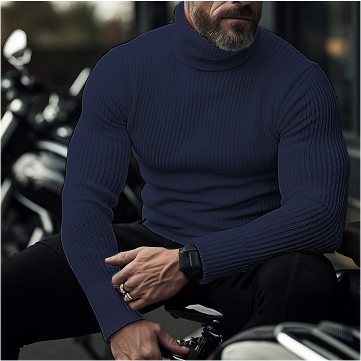 Herren Rollkragenpullover aus Baumwoll-Wollmix | Schmale Passform mit elastischen Bündchen für Büro, Freizeit und Winter