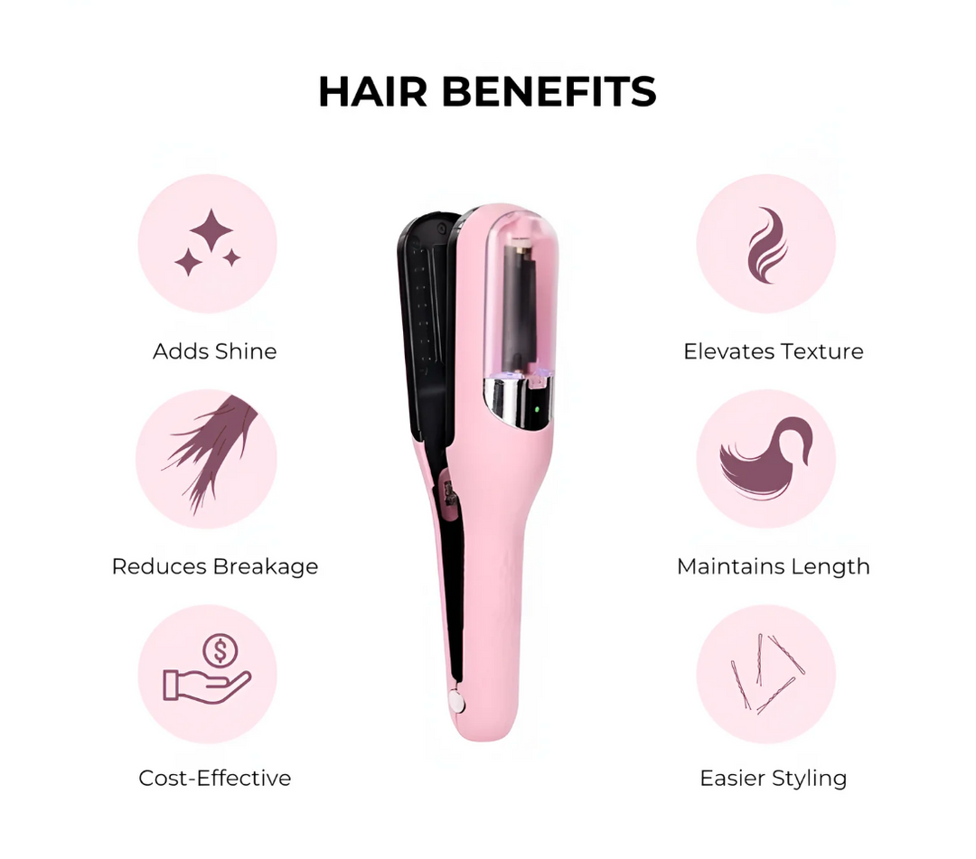 Restauration de cheveux avec taille-fourches automatique | Technologie lissante « pli » | Rechargeable et maniable | Pour la maison