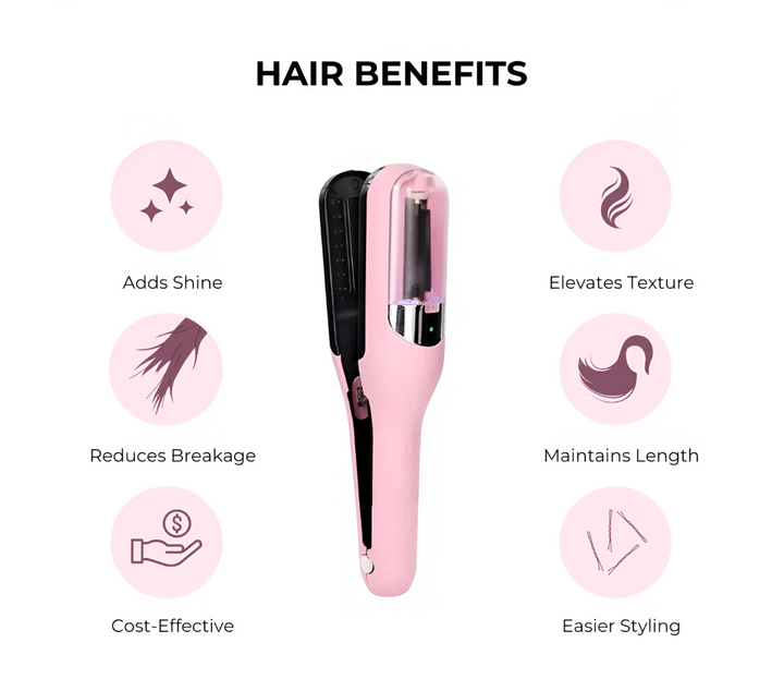 Restauration de cheveux avec taille-fourches automatique | Technologie lissante « pli » | Rechargeable et maniable | Pour la maison