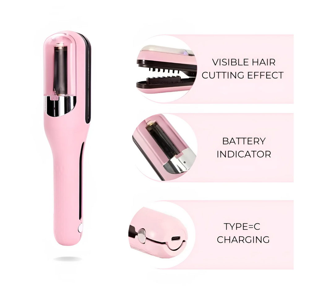 Restauration de cheveux avec taille-fourches automatique | Technologie lissante « pli » | Rechargeable et maniable | Pour la maison