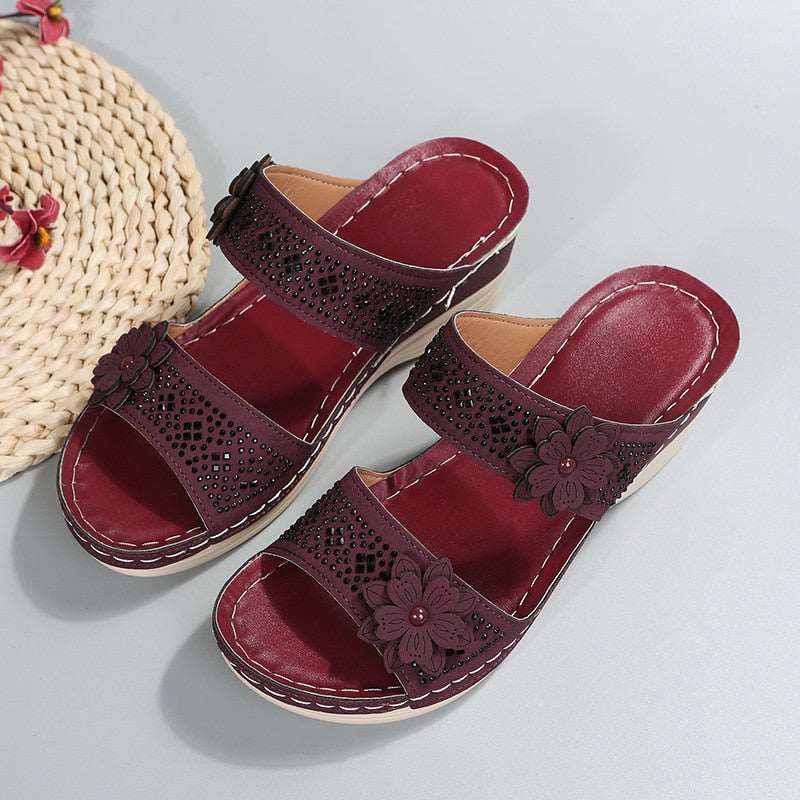 Orthopädische Sommersandalen mit Absatz | Hallux-Entlastung &amp; Fußgewölbe-Stütze | atmungsaktiv, bequem | Damen Sandalen