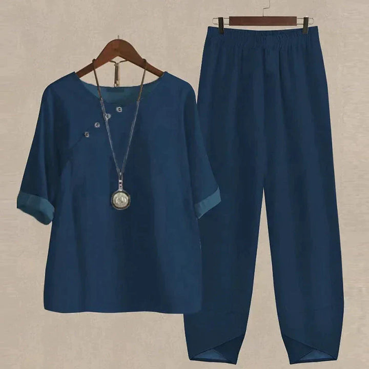 Damen-Zweiteiler mit Hemd &amp; High-Waist-Hose | Elegantes Hosen-Set mit lockerer Passform für Alltag &amp; Freizeit