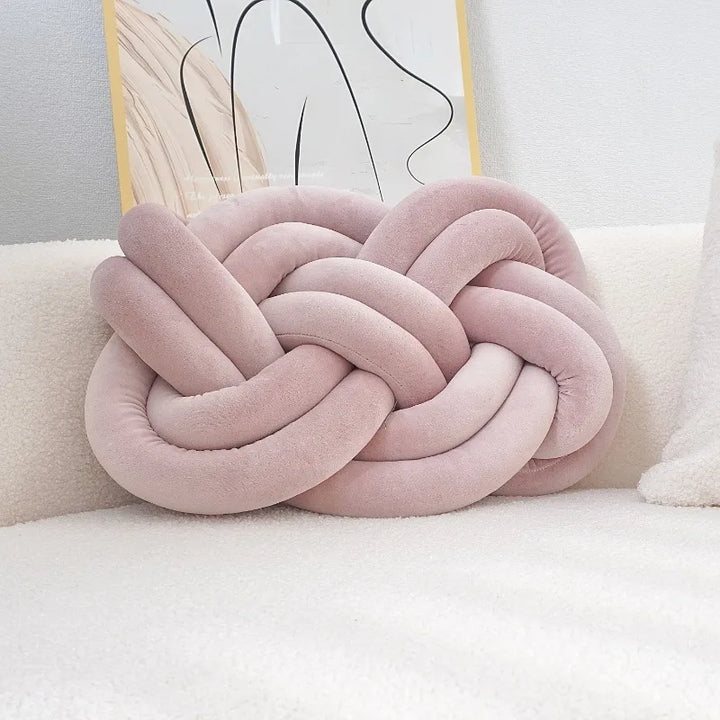Coussin décoratif à motif noué | Design géométrique | Lavable et doux