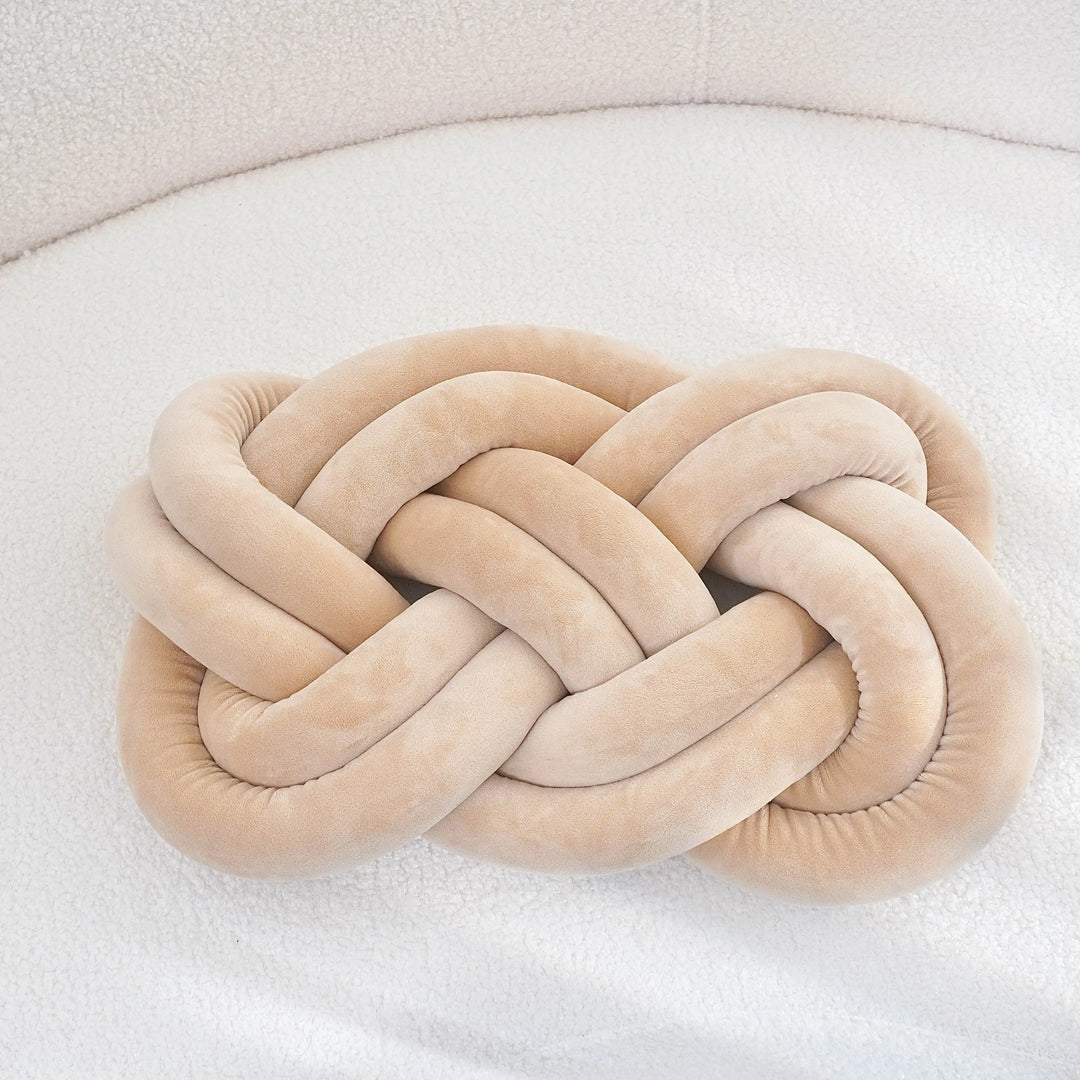 Coussin décoratif à motif noué | Design géométrique | Lavable et doux