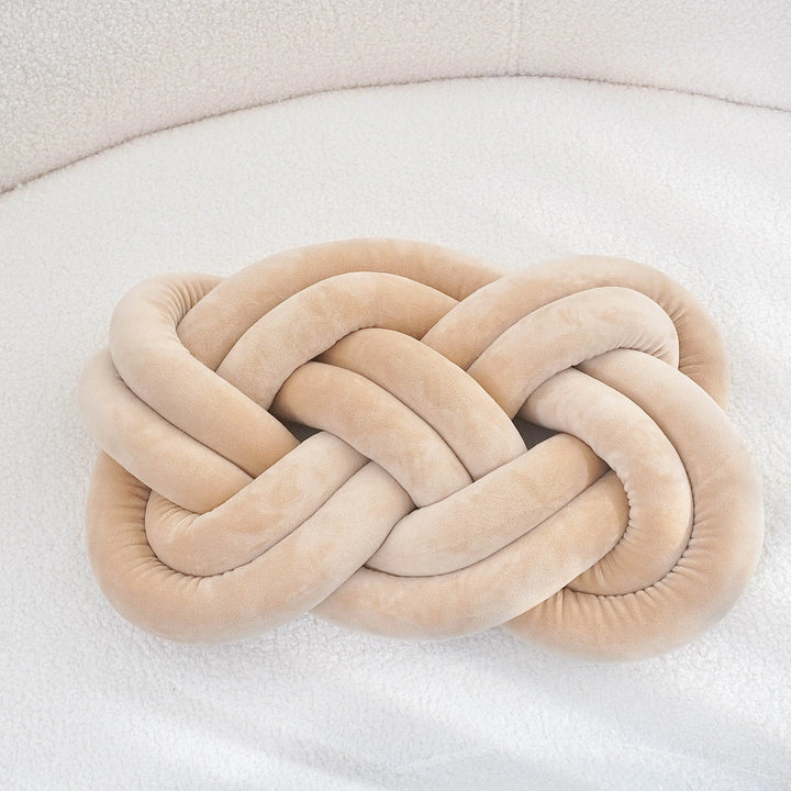 Coussin décoratif à motif noué | Design géométrique | Lavable et doux