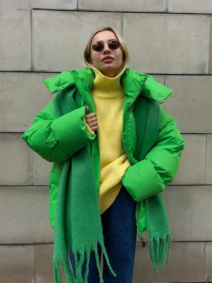 Damen Steppjacke für Herbst und Winter | Warm gefütterte Oversize Winterjacke mit langen Ärmeln und praktischen Taschen