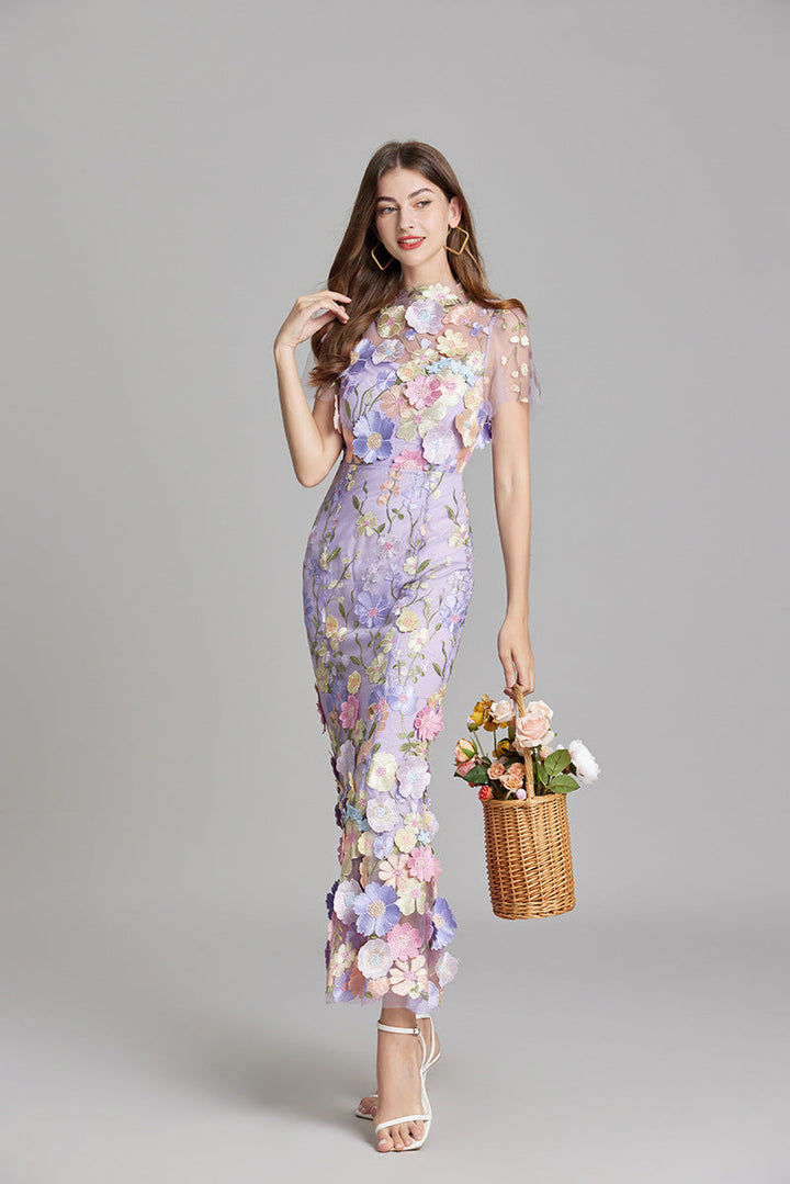 Elegantes Ärmelloses Besticktes Damenkleid | Maxi