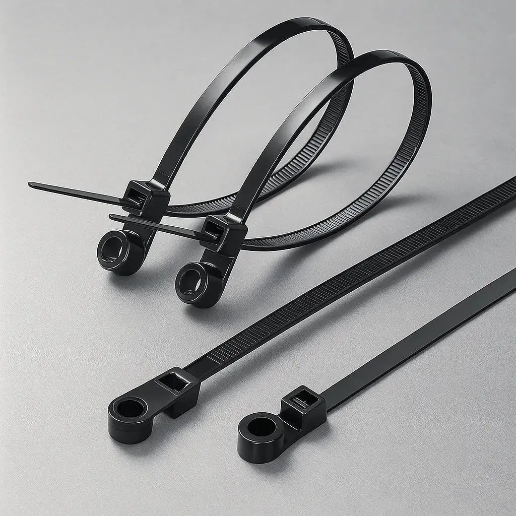 Fascette autobloccanti con foro per vite 200 mm | Nylon, resistente al calore e ignifugo | Forza di trazione fino a 22 kg | 100 pezzi