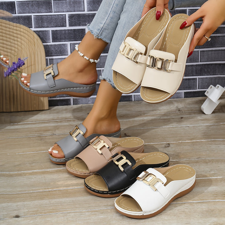 Damen Keilsandalen aus Echtleder | Ergonomisches Fußbett &amp; rutschfeste Sohle | Elegant &amp; bequem für Alltag, Urlaub &amp; Events