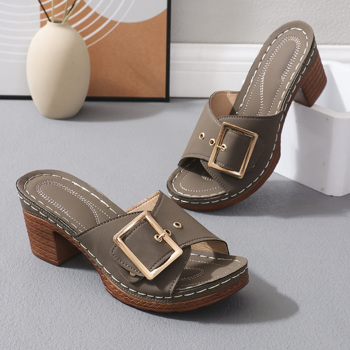 Damen Ledersandalen mit Blockabsatz | Elegante Sommerschuhe aus weichem Echtleder | Stilvoll &amp; Bequem für Alltag und Events
