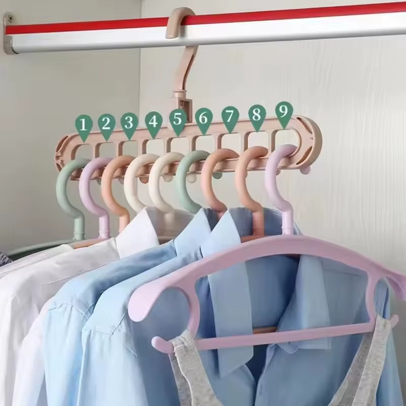 Drehbare Kleiderbügel 4er Set mit 9 Löchern | Platzsparende Schrankorganisation | 360° Drehbar &amp; Faltbar