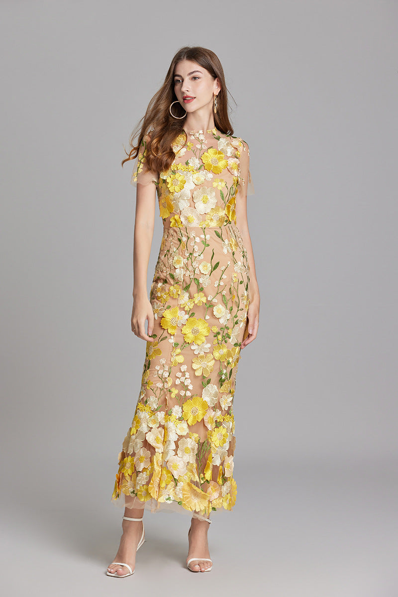 Elegantes Ärmelloses Besticktes Damenkleid | Maxi