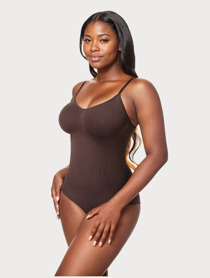 Damen Shapewear Bodysuit figurformend | Vier-Wege-Stretch, atmungsaktive Mikrofaser | Nahtlos &amp; unsichtbar | Schwarz/Beige S–XL