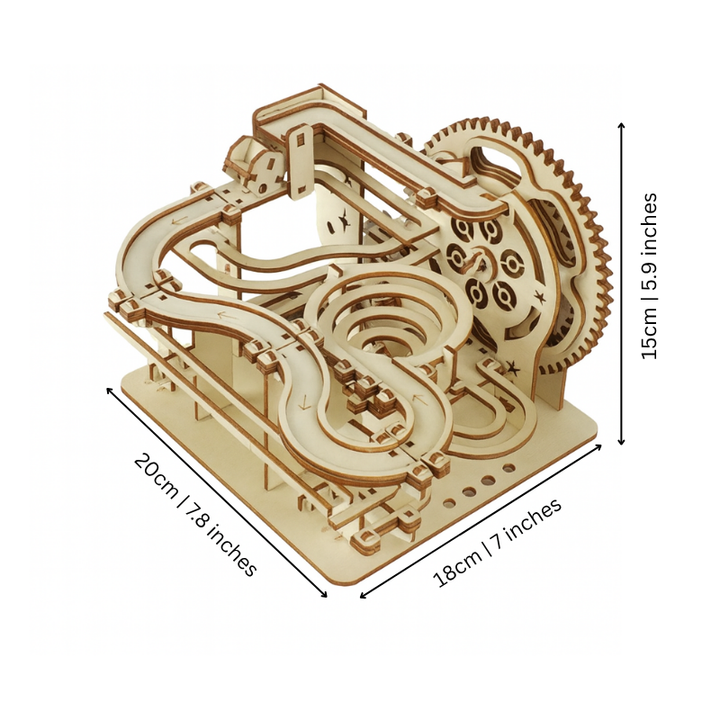 Holz-Kugelbahn Bausatz | Mechanisches 3D-Holzpuzzle mit Zahnrädern zum Selberbauen für Modellbau-Fans