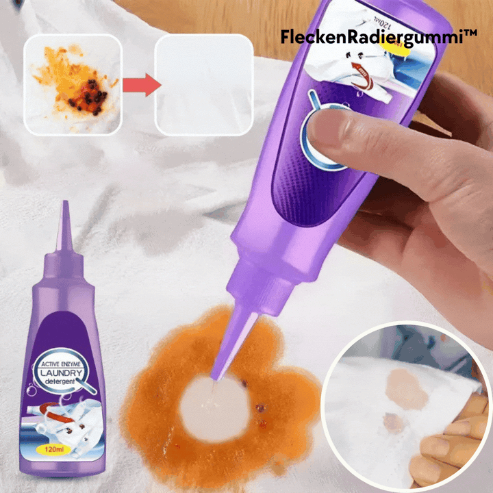 Fleckenentferner mit Enzymen 120 ml | Gegen Fett, Öl, Tinte &amp; Essensflecken | Vorbehandlung für Wäsche | Schonend zu Textilien