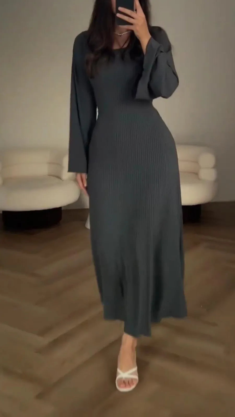 Bodycon maxi dress with corset lacing | flutter sleeves &amp; flared skirt | figure-hugging, comfortable with stretch | S–L