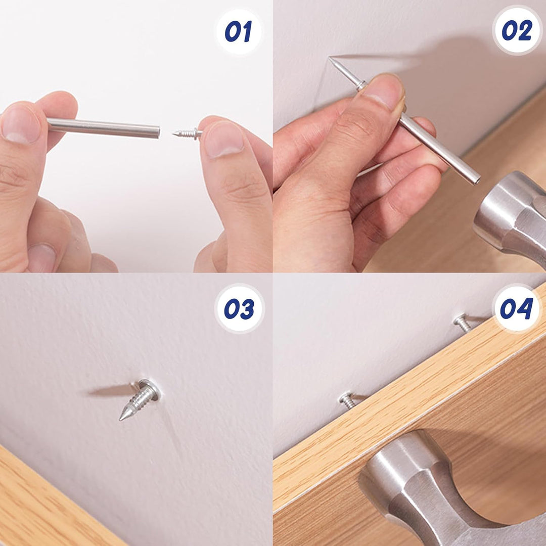 Sockelleisten-Nagel-Set 100 Stk. + Werkzeug | Doppelkopf-System für saubere Montage | Verzinkter Stahl, rostfrei &amp; stabil