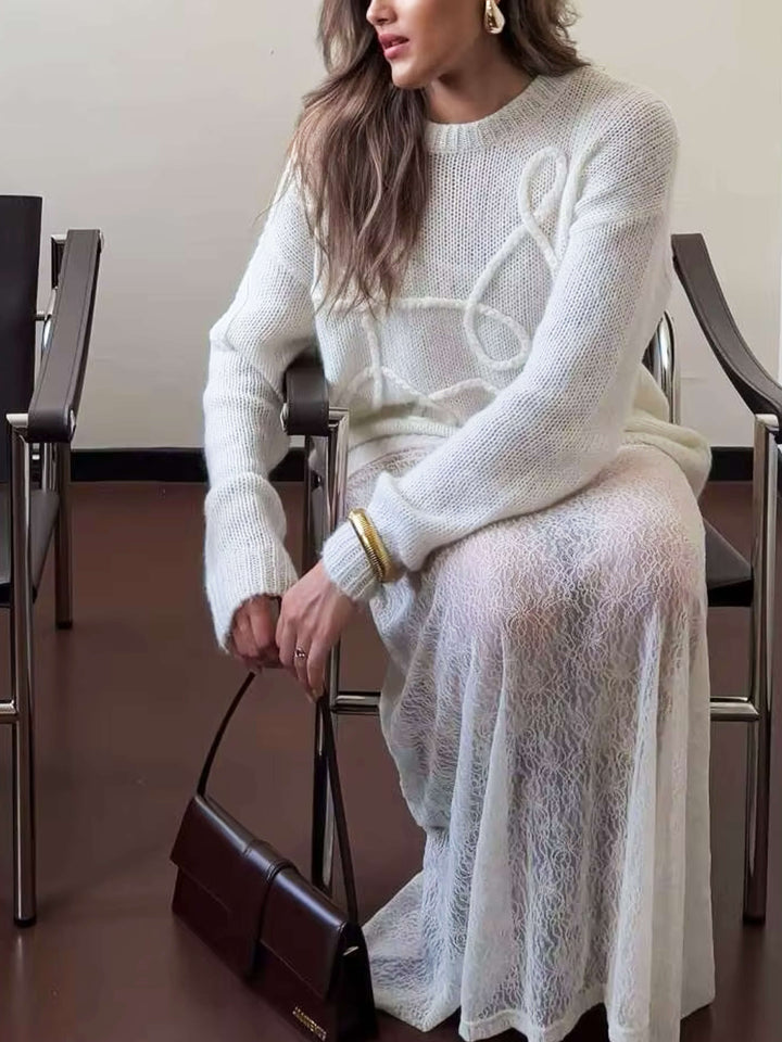 Damen Oversize Strickpullover mit auffälligem Strickmuster | Weicher Pullover mit lockerem Schnitt und weiten Ärmeln für Alltag und Freizeit
