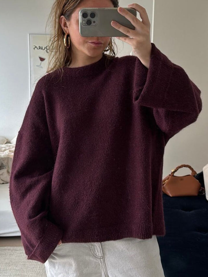 Damen Strickpullover mit Rundhalsausschnitt | Warmer Pullover mit lockerer Passform und weicher Strickstruktur für Herbst und Winter