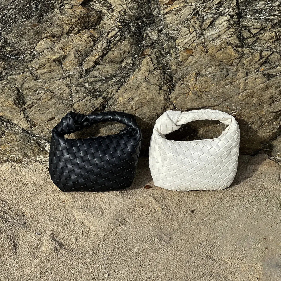 Damen Umhängetasche | Geflochtenes Design | Veganes Leder &amp; Silberdetails | MiniGewebe