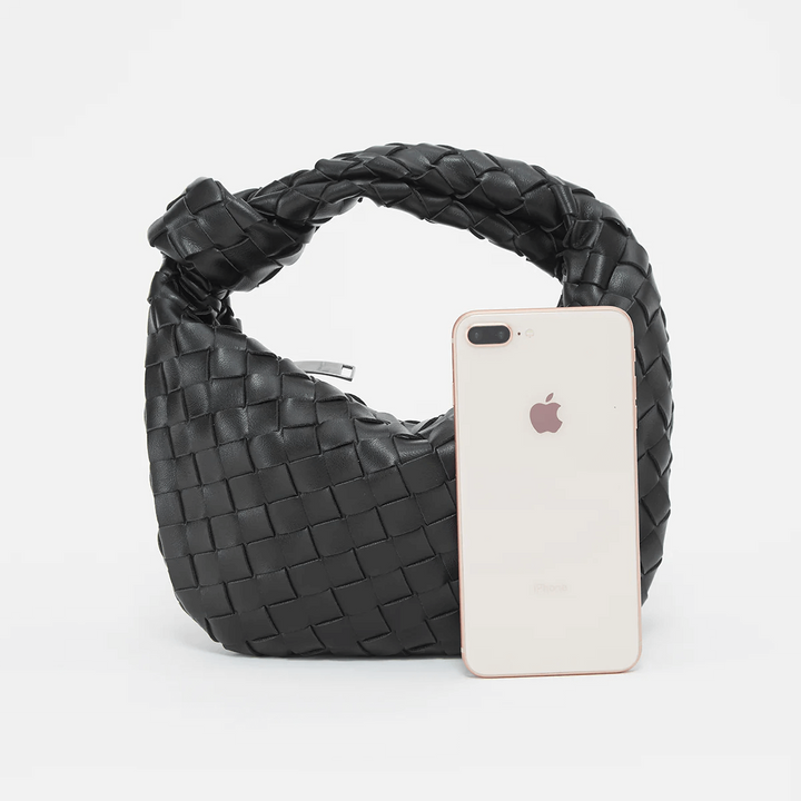 Damen Umhängetasche | Geflochtenes Design | Veganes Leder &amp; Silberdetails | MiniGewebe