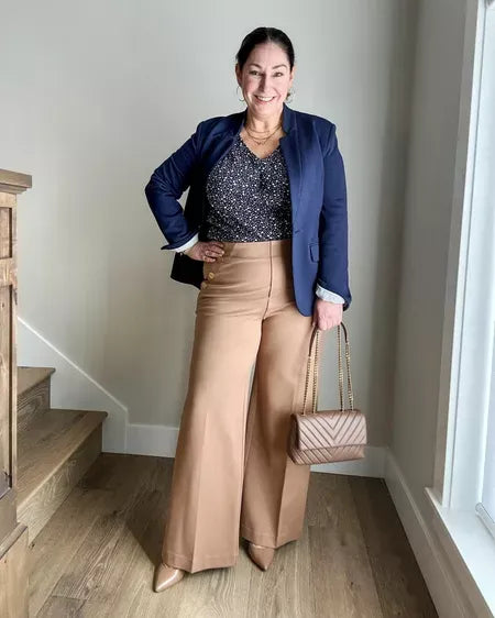 Damen Schlaghose mit Hoher Taille | Formender Ponte-Stoff | Weites Bein &amp; Komfort-Stretch | Elegant &amp; Figurbetonend