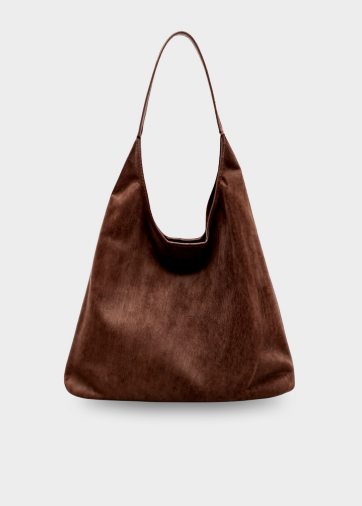 Damen Handtasche in Wildleder-Optik 36 x 31 x 13 cm | Umhängetasche mit Schnallenverschluss und praktischen Innenfächern
