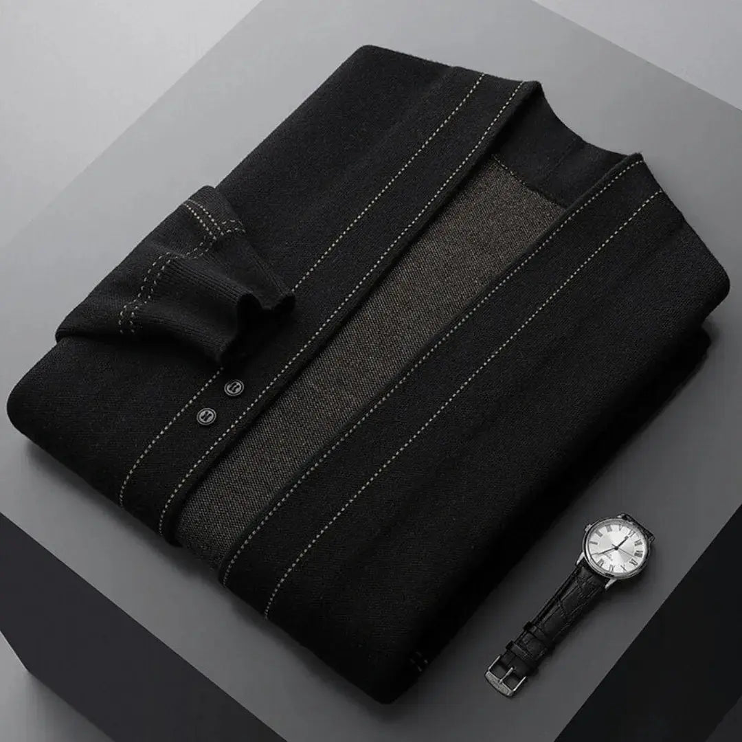 Herren Strickjacke aus Schurwolle | Warmer Cardigan mit Jacquardmuster | Weiche Wolljacke mit Knopfleiste