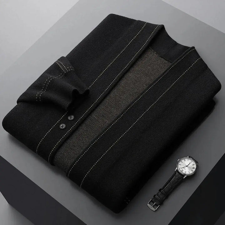 Herren Strickjacke aus Schurwolle | Warmer Cardigan mit Jacquardmuster | Weiche Wolljacke mit Knopfleiste