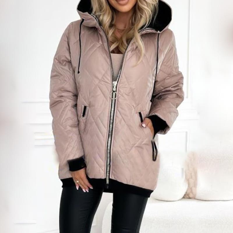 Damen Steppjacke mit Kapuze | Leichte Übergangsjacke mit Wärmeisolierung, praktischen Taschen und taillierter Passform