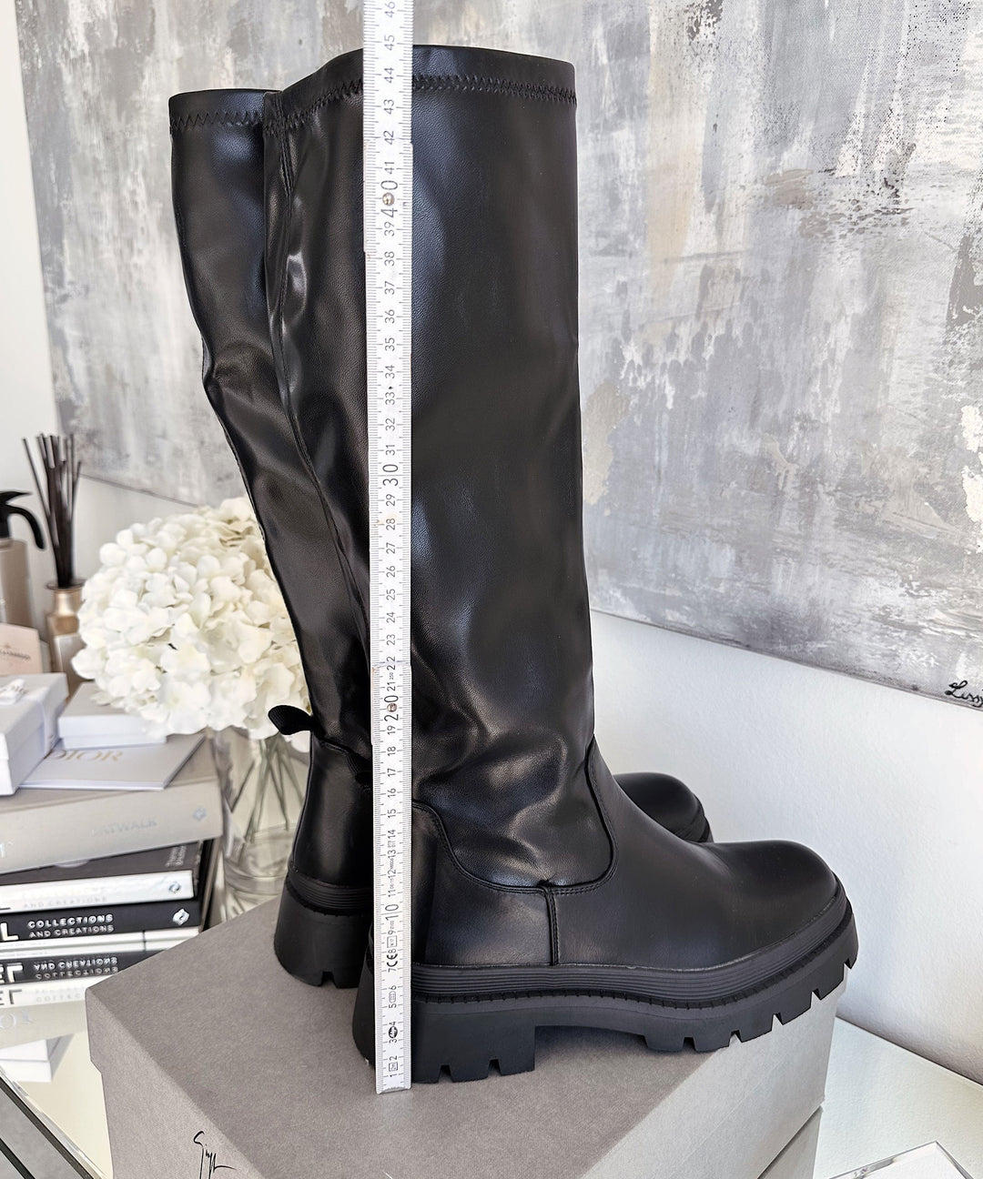Damen Boots | Plateau Boots mit elastischem Einsatz
