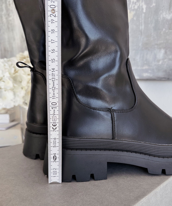 Damen Boots | Plateau Boots mit elastischem Einsatz