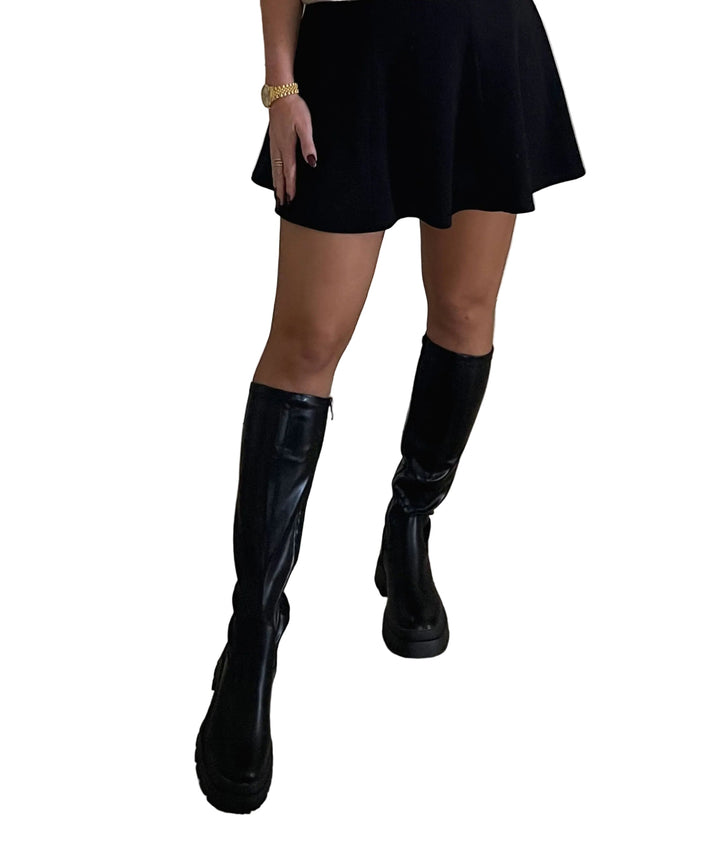 Damen Boots | Plateau Boots mit elastischem Einsatz