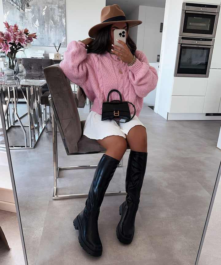 Damen Boots | Plateau Boots mit elastischem Einsatz