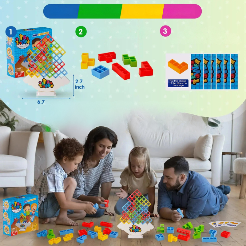 3D Tetris stacking game with 16 blocks | Skill &amp; thinking game for children &amp; adults | Promotes concentration &amp; motor skills