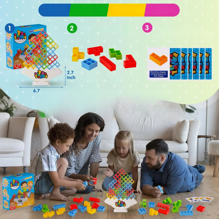 3D Tetris stacking game with 16 blocks | Skill &amp; thinking game for children &amp; adults | Promotes concentration &amp; motor skills