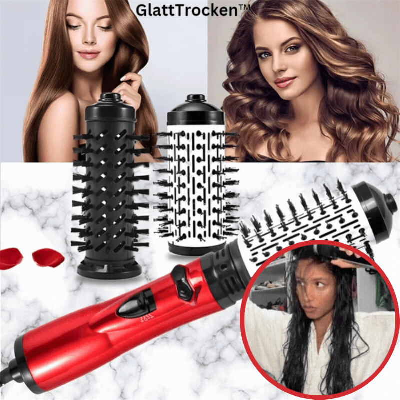Brosse soufflante rotative GlattTrocken™ | 2 embouts (grand/petit) | 3 niveaux de température | Rotation 360°, soin ionique