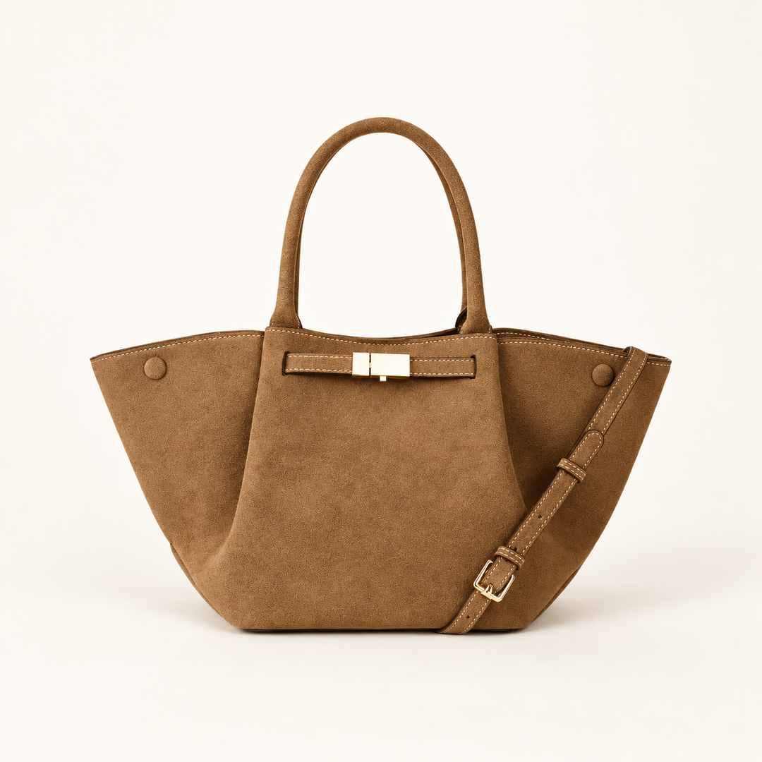 Damen Handtasche | Strukturierte Tote Bag mit Magnetverschluss, Tragegriffen und verstellbarem Schulterriemen für Büro und Alltag