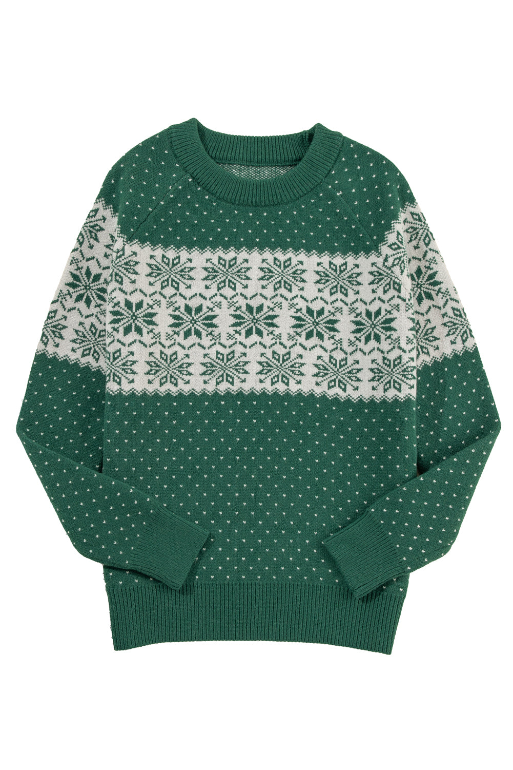 Damen Weihnachtspullover mit Schneeflocken | Weicher Strickpullover mit Punktemuster, Rundhalsausschnitt und langen Ärmeln