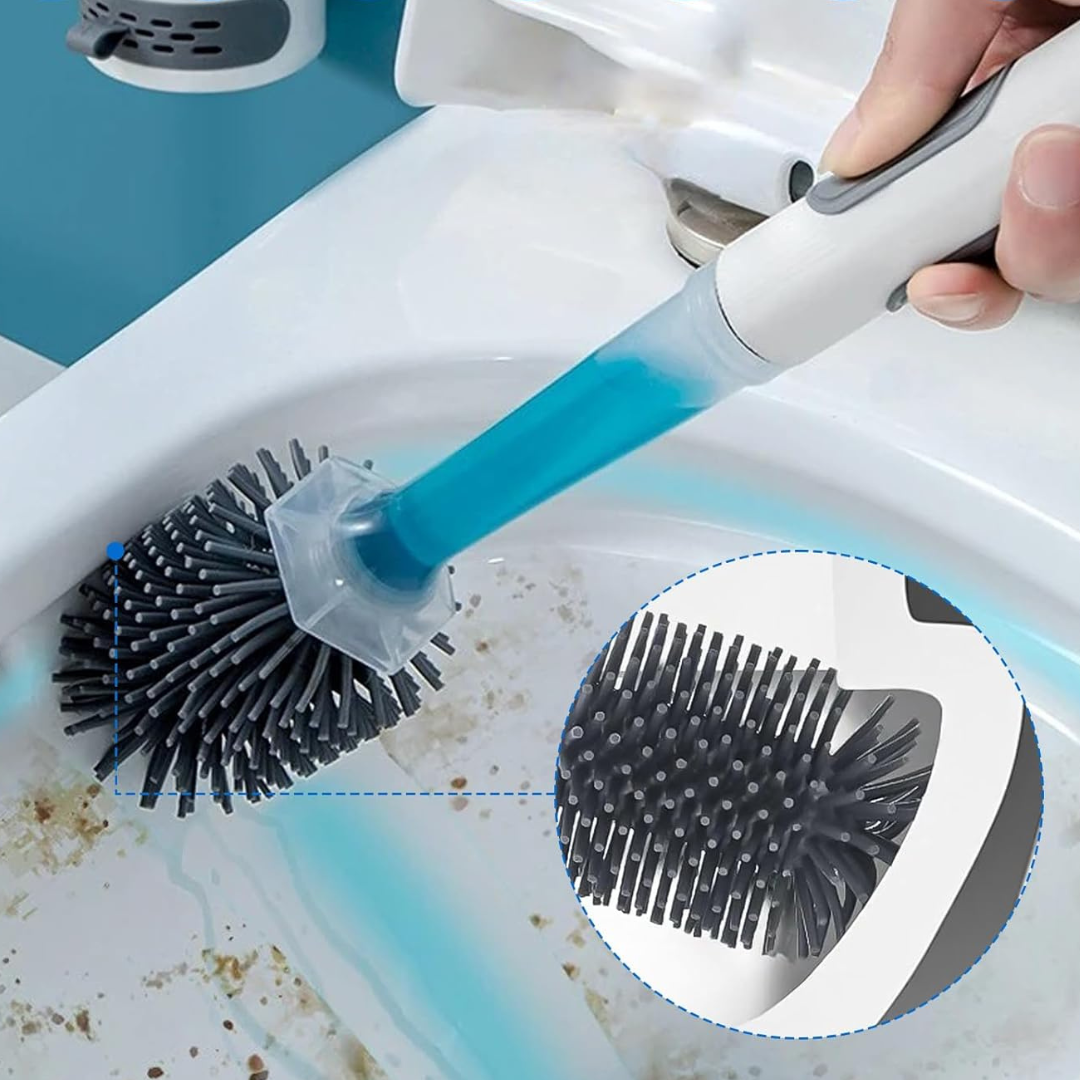 Brosse WC en silicone | Hygiénique et sans odeur | Tête de brosse flexible pour les coins | Se rince rapidement, durable