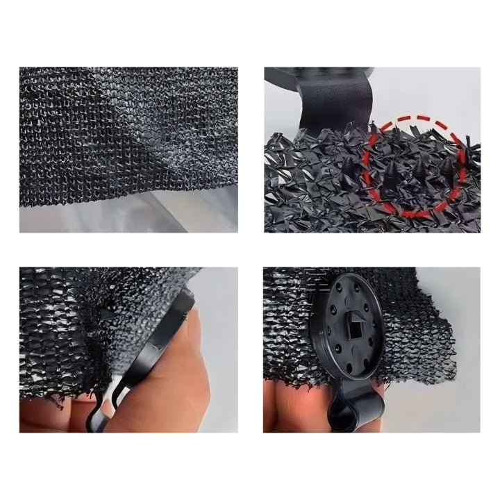 Clips für Schattiernetz &amp; Markisentuch 50 Stück | Lock-Grip gegen Verrutschen bei Wind | Für Garten &amp; Terrasse | Kunststoff schwarz 6×4 cm